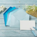 50 Pack Colored A7 Invitation Envelopes 5x7 with Gold Stickers for Cards and Invitations, 5 Colors (Blue, 5 1/4 x 7 1/4 inches)