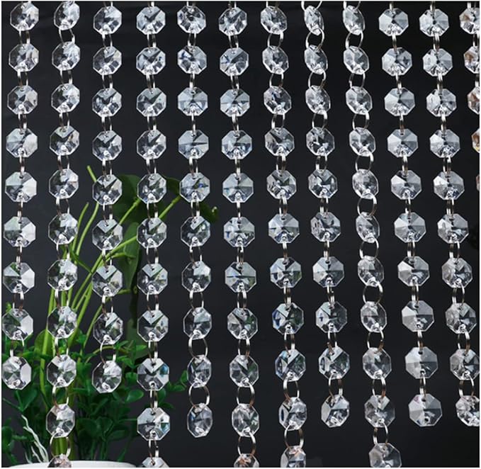 WAZHRMGHG Clear Acrylic Crystal Garland Strands Hanging Chandelier Bead Chain Ornament String Decorations for Chandelier Christmas Tree Wedding Party Celebration (33FT(10M))