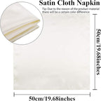 Aneco 24 Pieces Satin Napkin Square 20 x 20 Inches Dinner Napkins Weddings Party Napkin Soft Table Napkins for Romantic Weddings Party Dinner Decoration (Ivory)