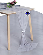 MDS Halloween Chiffon Table Runner - 10 Pack, 29 x 170 Inches, 14ft Each - Sheer Spooky Table Runners for Haunted House Parties, Trick-or-Treat Tables, Witchy Décor, Wedding & Events - Cool Gray