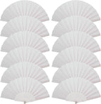 12 Pack Handheld Fan,Folding Hand Glitter Fan with Shining Transparent Fan Rib – Ideal for Wedding, Church, Festival, Dance, Tea Party, Club, and EDM Accessories, White