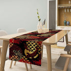Japanese Table Runner Oriental Tradition Kio Fish Red Art Printed Burlap Runner Home Kitchen Dining Table Living Room Decor Fabric 1 Panel W13xL120in
