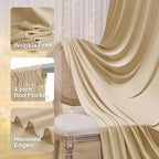 8 Panels Beige Backdrop Curtains for Party Background, Wrinkle Free Beige Photo Curtains Backdrop Drapes Back Drop Cloth for Wedding Birthday Photography Baby Shower Decor, 40ftx10ft