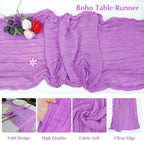 Light Purple Cheesecloth Table Runner -21*120Inch Long Boho Wedding Table Decor, Rustic Gauze Fabric Runner for Bridal Showers, Baby Showers & Parties (Sheer, Lightweight, Wrinkled Design)