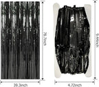 10 Pack Foil Curtain Backdrop Black Metallic Tinsel Foil Fringe Curtains Photo Booth Props for Birthday Wedding Engagement Baby Shower Bachelorette Christmas Holiday Celebration Party
