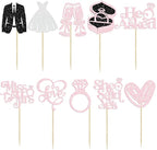 Gyufise 30Pcs She Said Yes Cupcake Toppers Glitter Diamond Ring I Do Love Cupcake Picks Miss to Mrs He Asked Bridal Shower Wedding Engagement Bachelorette Cake Decoration Light Pink