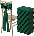 50 PCS Forest Green Satin Chair Sashes Bows Universal Chair Ribbon Ties Back Sash for Wedding Party Reception Events Banquets Hotel Event Chair Cover Decoration (7x108 inch)
