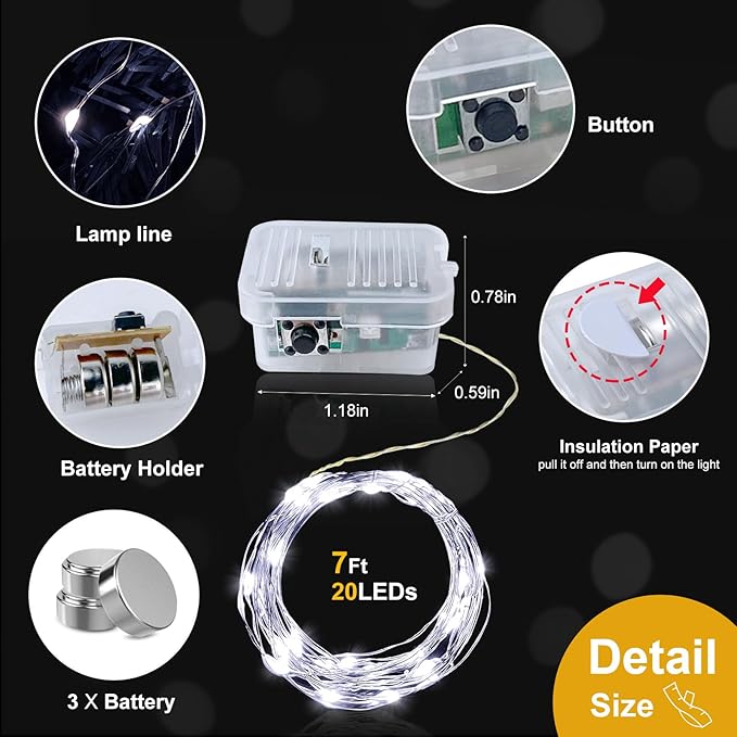 pozzolanas 12 Pack White Battery Operated String Lights - 7ft Waterproof Fairy Lights with 20 LEDs for Home, Mason Jar, Party, Wedding, Halloween, Christmas Decorations