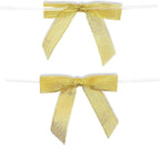 Bright Creations Gold Twist Tie Bows - 100 Pack, 2.5 x 3 in - Pretied Gold Bows & Ribbon for Treat Bags & Twist Ties for Crafts