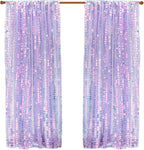 9X9FT Sequin Backdrop Curtains,2 Panels Shimmer Sequin Fabric Photography,Glitter Photo Booth Backdrops Drapes for Christmas Mermaid Party Birthday Cake Table Background Decor-Mermaid Purple
