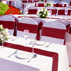 Aneco 12 Pack Satin Table Runner 12 x 108 Inch Burgundy Long Wedding Satin Silk Table Runner for Wedding Banquet Graduations Birthday Party Decoration