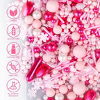 Pink Sprinkles for Cake Decorating 7oz - Snowflake Sprinkles - Metallic Sprinkle Mix for Cookies, Ice Cream, Cupcakes Topper - Rose Gold Sprinkles for Princess Bridal Shower Wedding Party