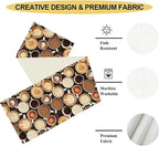 Coffee Theme Table Runner, Farmhouse Coffee Cup Latte Cappuccino Tea Party Rustic Cafe Table Center Decor for Home Kitchen Dining Patio Holiday Party Indoor Outdoor Table Decorations,13"x72" Inch