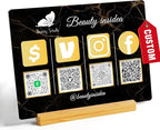 Personalized Custom Metal QR Code Sign Venmo Cashapp Scan to Pay with Stand Instagram Facebook Social Media QR Signs Bar Code QR Plaque Print for Business Salon Beauty Store Restaurant Wifi Sign (Vertical 4)