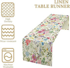 Floral Table Runner Watercolor Peony Rose Flower Kitchen Table Decoration for Indoor and Outdoor Wedding Party 13x90 Inch