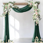 Socomi Wedding Arch Draping Fabric 3 Panels 29" x 19Ft Emerald Green Sheer Chiffon Curtain Drapes 6 Yards for Wedding Ceremony Birthday Party Decoration