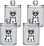 2 Pack Qtip Dispenser Apothecary Jars Dog Bathroom Organizer, Siberian Husky Puppy Qtip Holder Storage Canister Plastic Acrylic Jar for Cotton Ball/Swab/Rounds