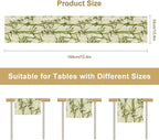 Bamboo Table Runner,Green Plant Leaf Pattern Table Cloth Kitchen Dining Table Home Party Decoration 13x72 Inch