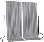 AK TRADING CO. 10 feet Wide x 12 feet Long IFR Polyester Backdrop Drapes Curtains Panels with Rod Pockets - Wedding Ceremony Party Home Window Decorations - Silver
