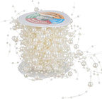 13Feet Pearl String Spool Roll for Floating Candles Faux Pearls Strands Garland for Vase Filler Wedding Centerpiece Christmas Table Decor (Ivory)