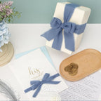 Ribbli 3 Rolls Dusty Blue Ribbon 1.5 Inch x 18Yards Handmade Cotton Frayed Fringe Ribbons for Gift Wrapping Wedding Invites Bridal Bouquets Baby Shower DIY Crafts Home Decor