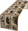 Rustic Cabin Table Runner, Retro Moose Cone Deer Bear Farmhouse Lodge Table Runner for Dinner Living Room Kitchen Vintage Country Cottage 13x36 Inch
