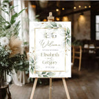 Welcome Wedding Signs, Modern Gold Sage Green Wedding Sign Decorations Signage 12" X 18" (Small), 27" (Medium), 36" (Large), Plastic, Modern, Pole Mount, Weather
