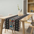 Race Car Table Runner,Checkered Flag Black and White Race Cars Pattern Print Tablecloth Burlap for Hotel Indoors Outdoor Dining Room Kitchen Home Decor,W13X L80 in