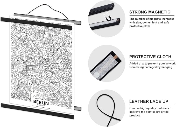 32x24 32x40 32x48 Poster Frame, Magnetic Light Wood Wooden Frame Hanger for Photo Picutre Canvas Artwork Art Print Wall Hanging (1 Pack, 32", Black)