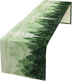 Foggy Forest Table Runner,Watercolor Wreen Misty Forest Landscape Table Runner for Kitchen Dining Table Home Party Decoration 13x36 Inch