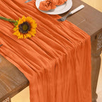 Orange Cheesecloth Table Runner 4 Pack Halloween Orange Table Runners Boho Gauze 120 Inches Cheese Cloth Fall Table Decorations for Thanksgiving Weddings Bridal Baby Shower Party Decor