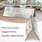 12 Pcs 6" x 2" Silver Reserved Table Signs, Mirrored Double Sided Table Tent Signs with Suede Cloth, Reservation Seat Indicators for Wedding Restaurant Party