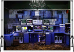 Custom Backdrop with Size Retro Computer Office Backdrop Blue Hacker Room Background for Photography Party Room Decor Photo Booth Props Supplies YUNBDZ008