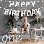 TaoBary 112 Pcs DIY Letter Kit Glitter Customizable Banner Letters Include 107 Letters and Numbers 3 Rope and 2 Needles for Birthday Halloween Christmas Wedding Valentine Party Decor(Glossy Silver)