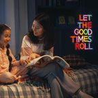Let The Good Times Roll Neon Sign Good Times Sign Neon Light for Wedding Decor Colorful Words Led Light Sign for Bedroom Bar Party Wall Decor Dimmable 16.5 * 10.6 In Neon Sign