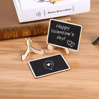 Vintage Wooden Mini Chalkboard Signs - Set of 6 | 4 x 3 Inch Tabletop Chalkboard Sign with Base Stands | Decorative Small Message Chalk Board Sign with 7 Liquid Chalk Markers