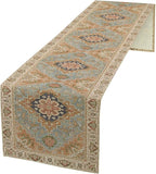 Vintage Boho Floral Table Runner, Rustic Country Farmhouse Grey Blue Orange Bohemia Flower Pattern for Home Kitchen Table Decor Dining Coffee Room Party Decor 13x72in