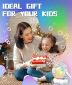 Rechargeable Bubble Machine, Bubble Maker for Kids with Colorful LED Light, Make Large Bubbles, 600mL Capacity - Outdoor Party Birthday Halloween Toys Gifts for Toddlers Ages 3+ Boys Girls