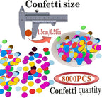 Multi Color Round Foil Confetti Beautiful Rainbow Metallic Table Confetti Glitter for Fill Balloons, Wedding,Birthday,Party,Festival Decoration(8000PCS)