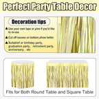 3 Pack 29x108 Inch Light Gold Foil Fringe Table Skirts Metallic Banner for Tinsel Streamer Garland Backdrop for Parade Floats Wedding Thanksgiving Birthday Christmas Halloween Party Decoration