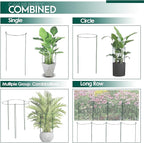 6 Pack 30 inch Plant Support Stakes, Heavy-Duty Half Round Peony Support, Garden Plant Stakes Cage for Outdoor Plants, Peony, Tomato, Hydrangea, (15In Support +15In Stainless Extension Tubes)