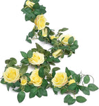 U'Artlines 3 Pack Artificial Yellow Rose Vines Floral Garlands Total 19.5 Ft Fake Vine Silk Flower Garland for Indoor Outdoor Home Wedding Arch Garden Wall Decoration