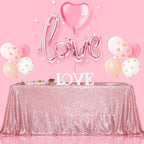 SquarePie Sequin Tablecloth 90 x 132 Inch Fuchsia Pink Sparkly Table Linen for Wedding Party