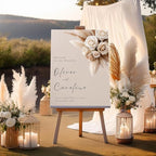 Welcome Wedding Signs, Elegant White Cream Beige Wedding Sign Decorations Signage 12" X 18" (Small), 27" (Medium), 36" (Large), Plastic, Modern, Pole Mount, Weather