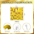 24PCS Gold Shimmer Wall Backdrop, Laser Square Sequin Photo Backdrops Panel, Glitter Wall Background for Birthdays, Weddings, Christmas, Engagements, Disco Bachelorette Party Decoration (4FTx6FT)