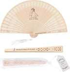 100 PCS Custom Fans Personalized Folding Fans for Line Dancing Wooden Hand Fan Wedding Favors Bulk Fans for Guests Party Event Use (Style08)