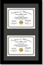 Creative Picture Frames 14X24Bk-B Black Vertical Double Diploma Frame With 2 Opening Black Mat, Holds 2-10X12-Inch Documents With Wall Hanger