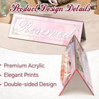 12 Pcs Mirrored Rose Gold Reserved Table Signs, 6" x 2" Double-Sided Letters, Acrylic Reserved Table Tent Signs with Suede Cloth for Wedding Restaurant Ceremony Banquet Parties