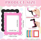 Kingdder 12 Pcs Scalloped Magnetic Picture Frame for Refrigerator 4 x 6 Colorful Reusable Picture Frame Magnets Decorative Photo Holders for Fridge Home School Office Kitchen Locker Decor