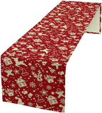 Christmas Table Runner,Seasonal Winter Deer Table Decoration Snowflake Table Cloth Kitchen Dining Table Decoration for Home Party Decor 13x108 Inch